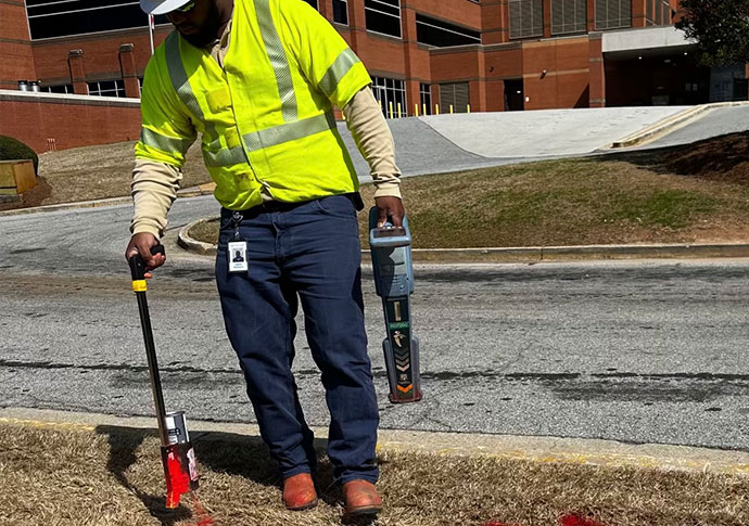 The Georgia Power asset protection team marks underground utility lines for residential and commercial customers.