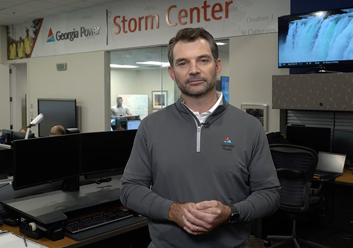 Cleve, Georgia Power VP of Strategy & Support, in the Georgia Power Storm Center