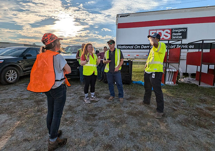 Georgia Power employees coordinate support logistics in the field