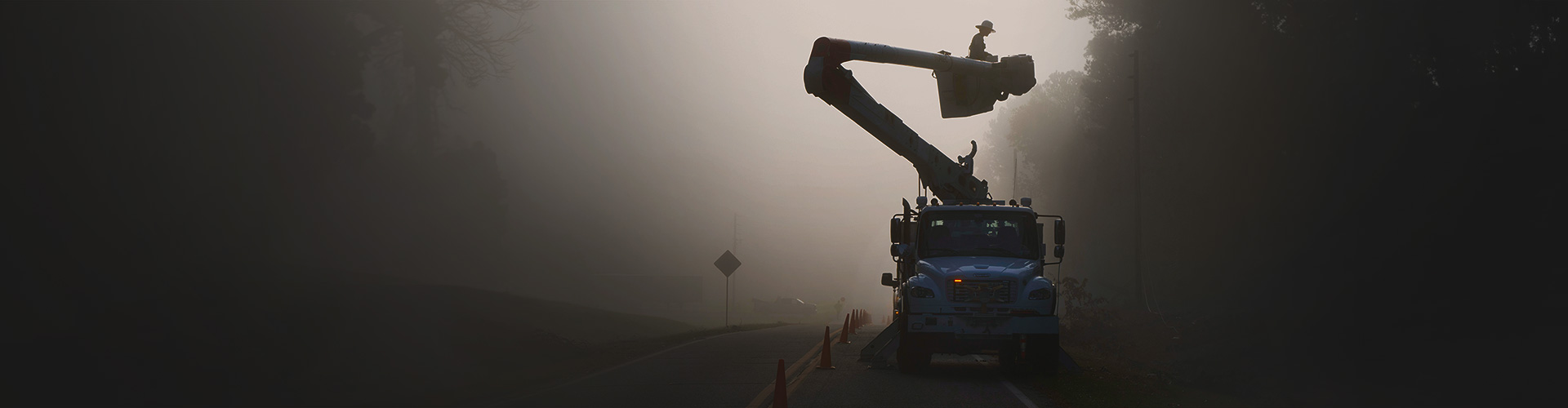 lineworkers restoring power in the early morning