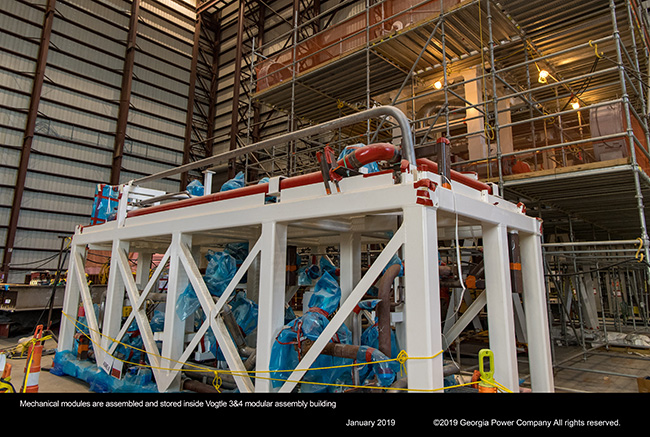 Mechanical modules are assembled and stored inside Vogtle 3&4 modular assembly building