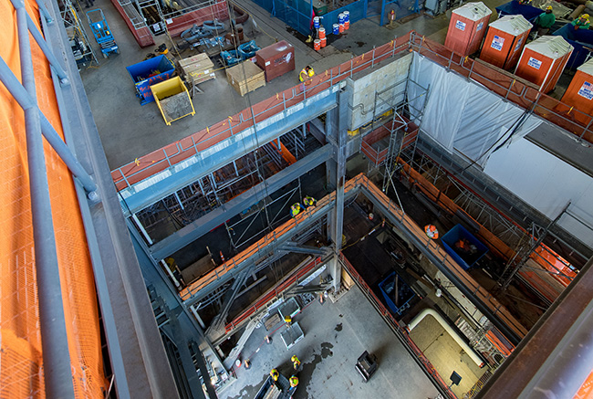 Unit 3 shield building panel staged for installation