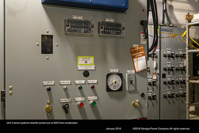 Unit 3 annex systems recently turned over to SNC from construction