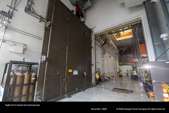 Vogtle Unit 3 nuclear fuel receiving area