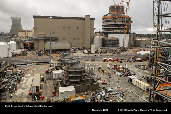 Vogtle Unit 3 Turbine Building and Shield Building