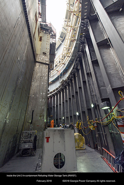 Inside the Unit 3 in-containment Refueling Water Storage Tank (IRWST)